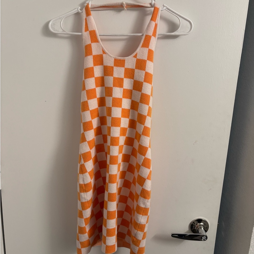 Orange and White Checkered Dress